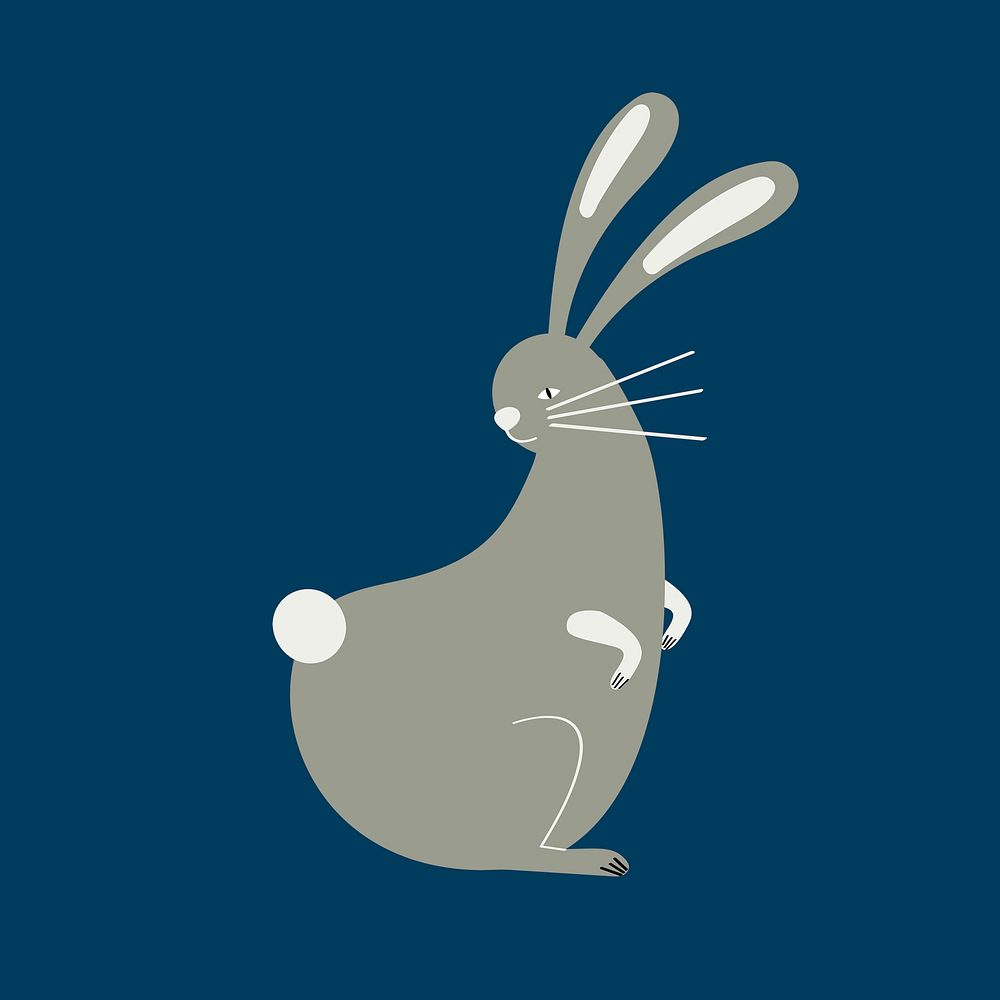 Cute rabbit animal psd on blue background design element