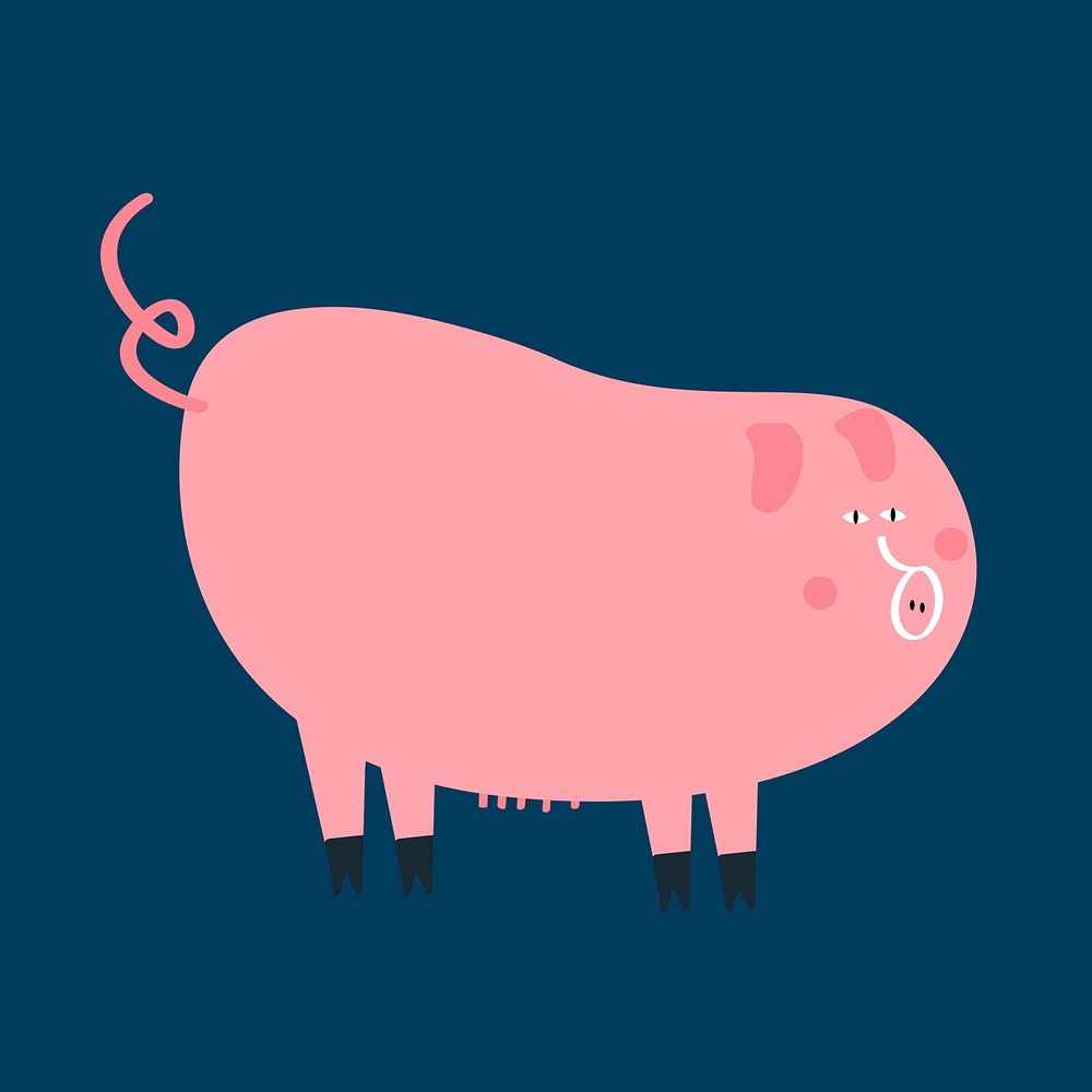 Cute pig animal graphic on blue background