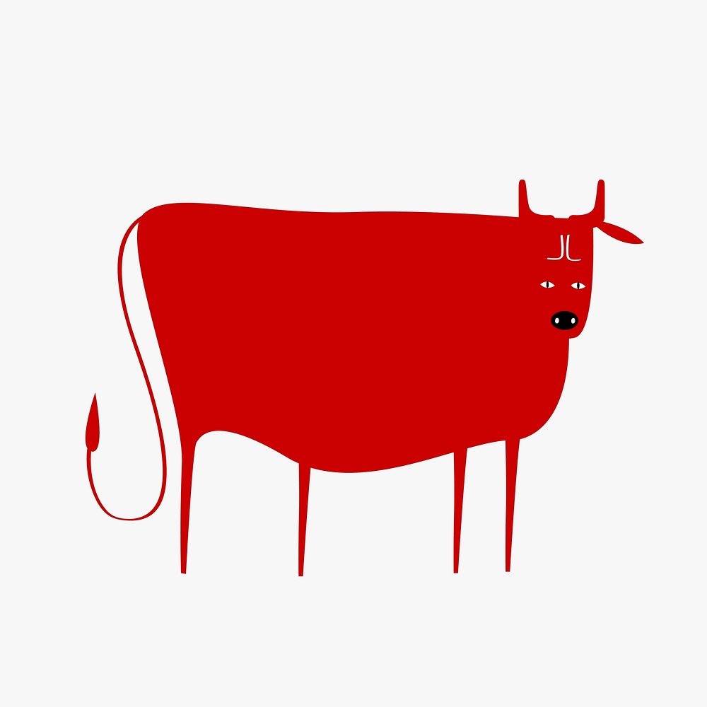 Traditional Chinese Ox red cute zodiac sign design element