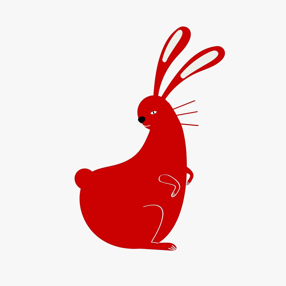 Traditional Chinese rabbit red cute zodiac sign design element