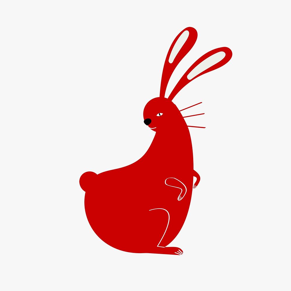 Traditional Chinese rabbit red psd cute zodiac sign design element