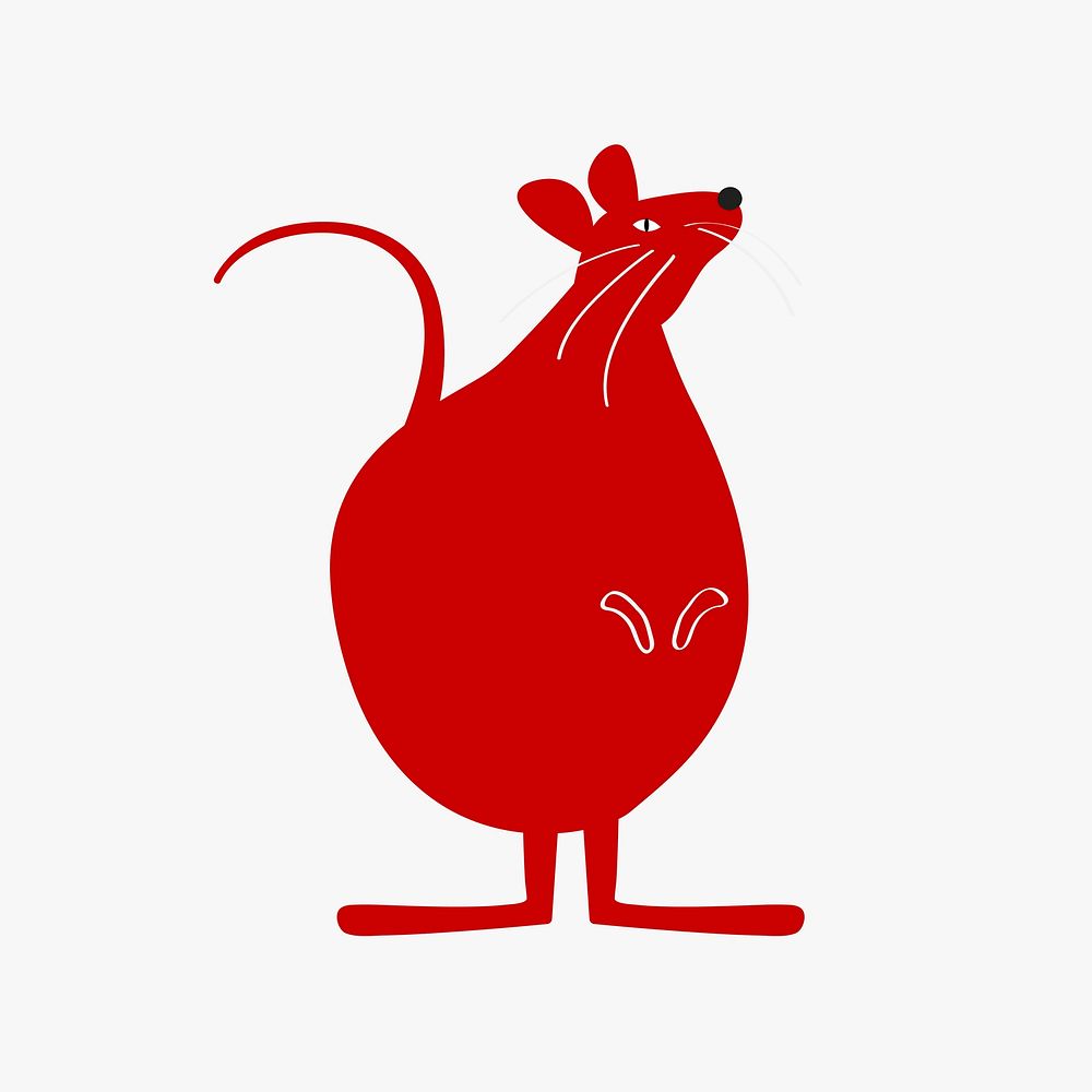 Traditional Chinese rat red cute zodiac sign design element