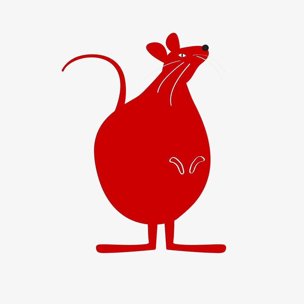 Traditional Chinese rat red psd cute zodiac sign design element