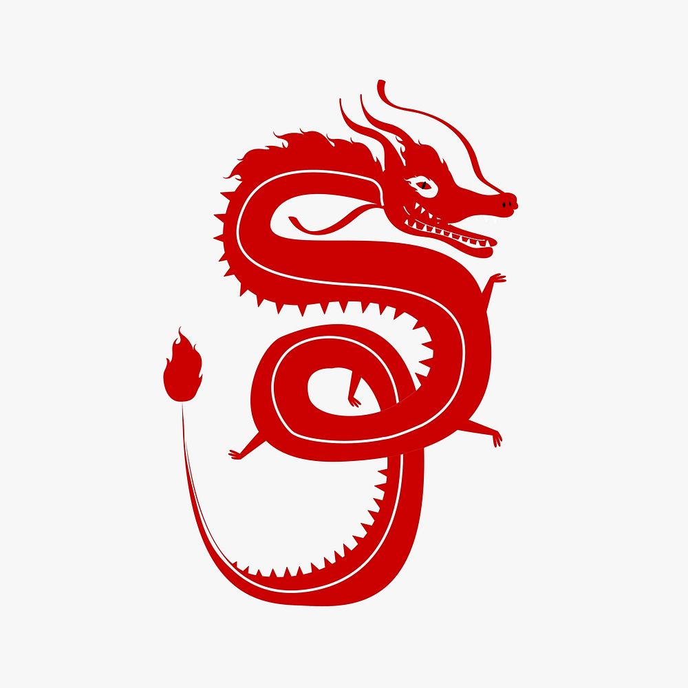 Traditional Chinese dragon red cute zodiac sign design element