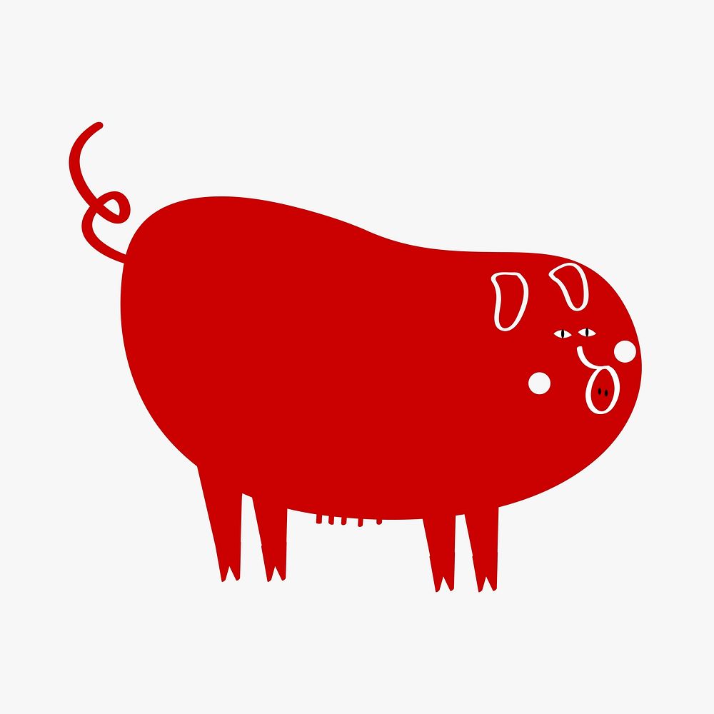 Traditional Chinese pig red cute zodiac sign design element