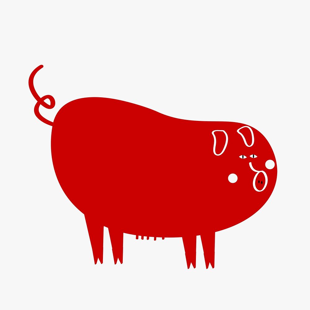 Traditional Chinese pig red psd cute zodiac sign design element