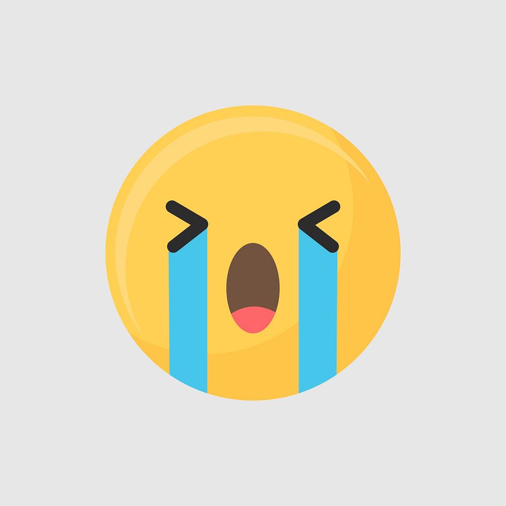Crying face emoticon symbol vector