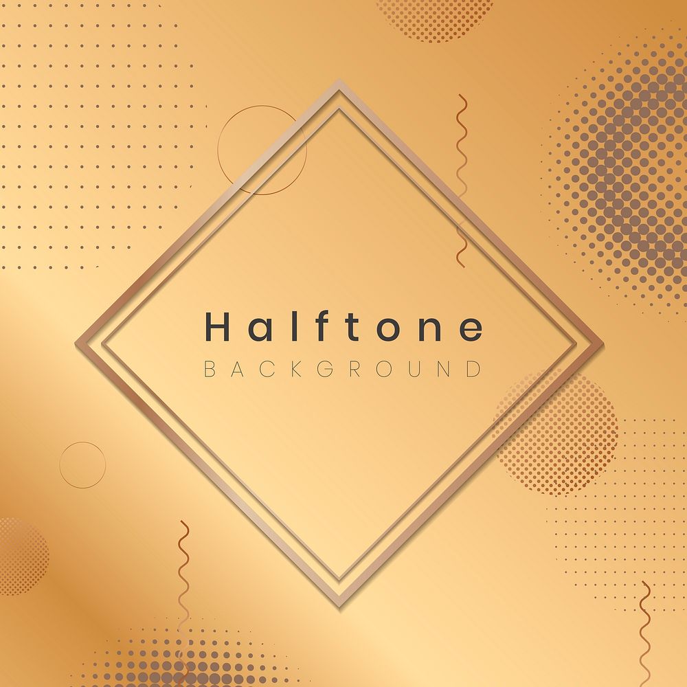 Rhombus frame on halftone golden background vector