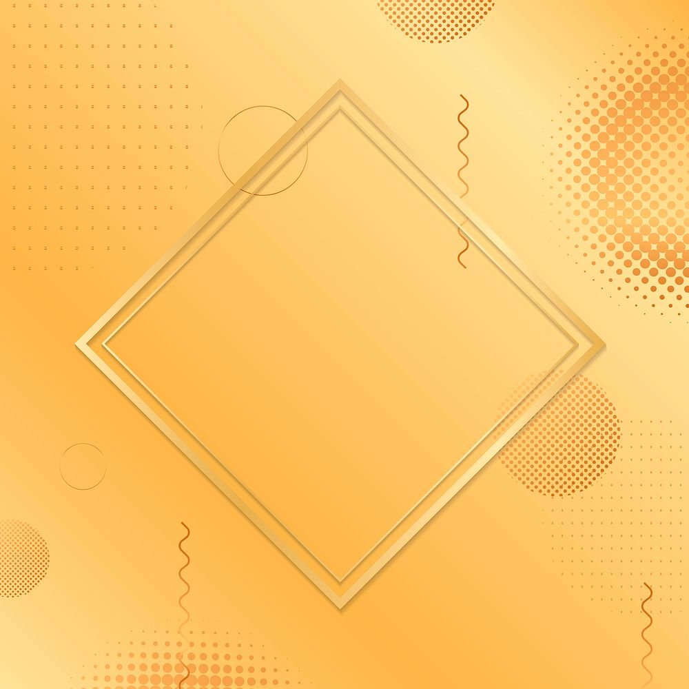 Rhombus frame on halftone yellow background vector