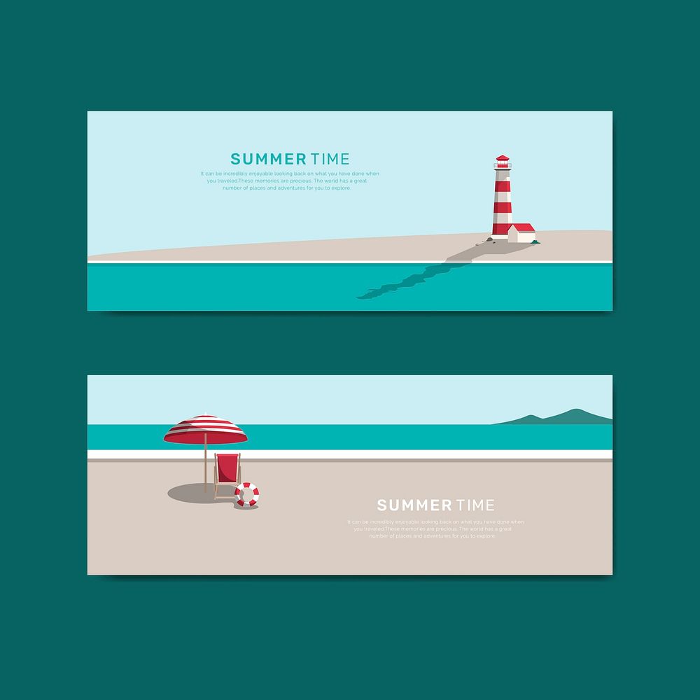 Tropical summer time card vectors