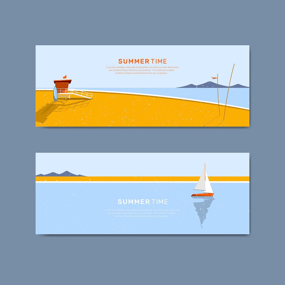Tropical summer time banner vectors
