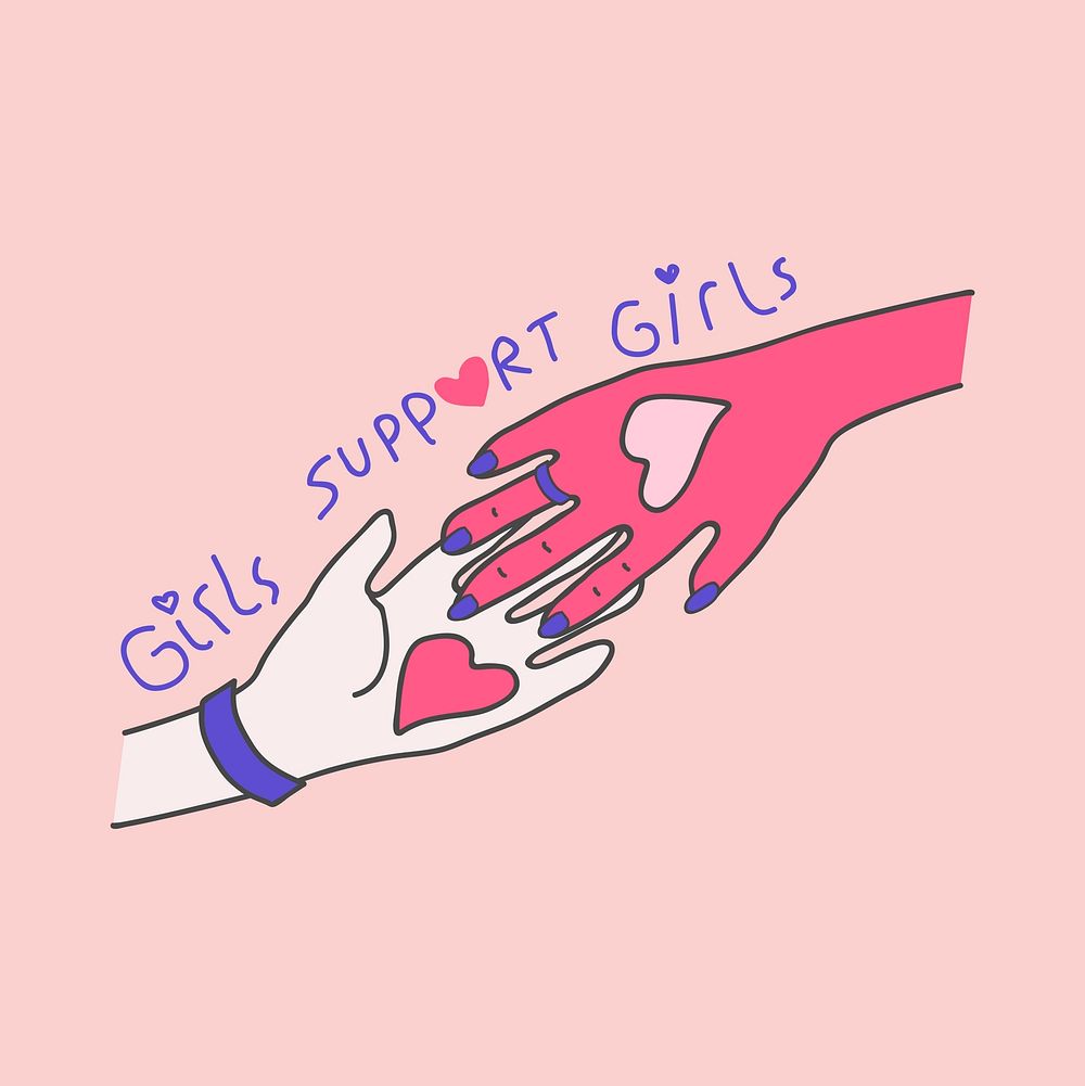 Girls support girls hand gesture vector