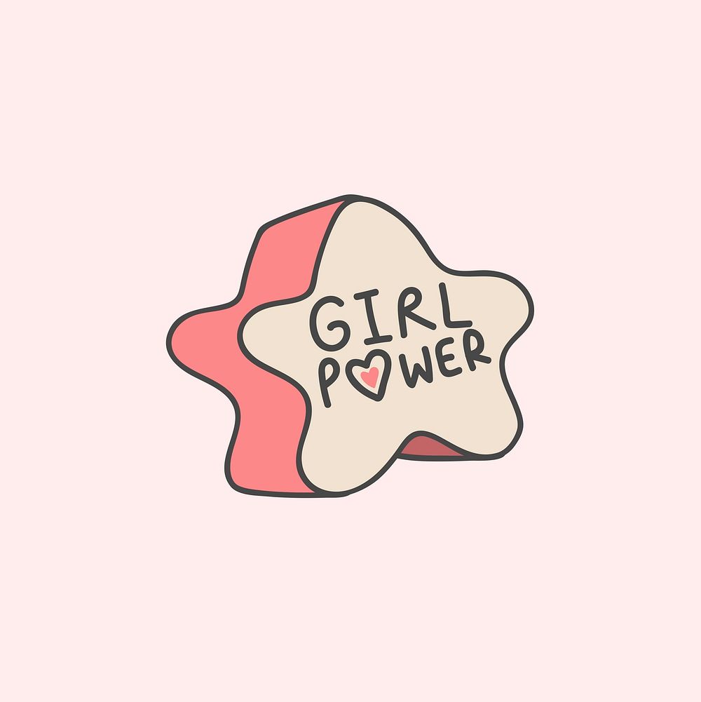 Girl power on a star vector