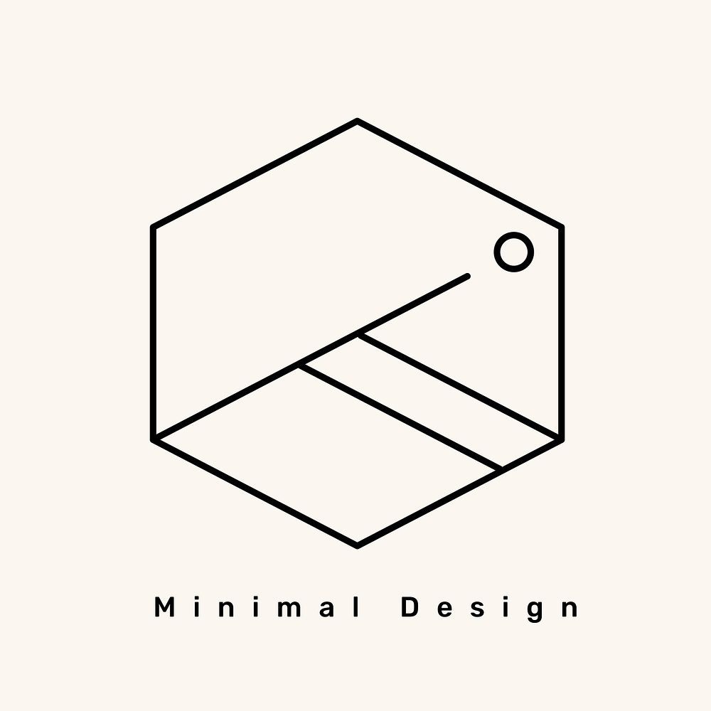 Minimal hexagon logo on a cream background vector