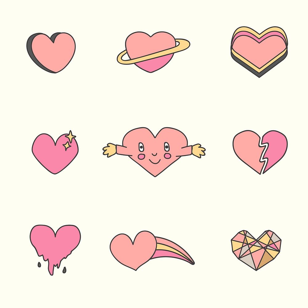 Pink heart design collection vector