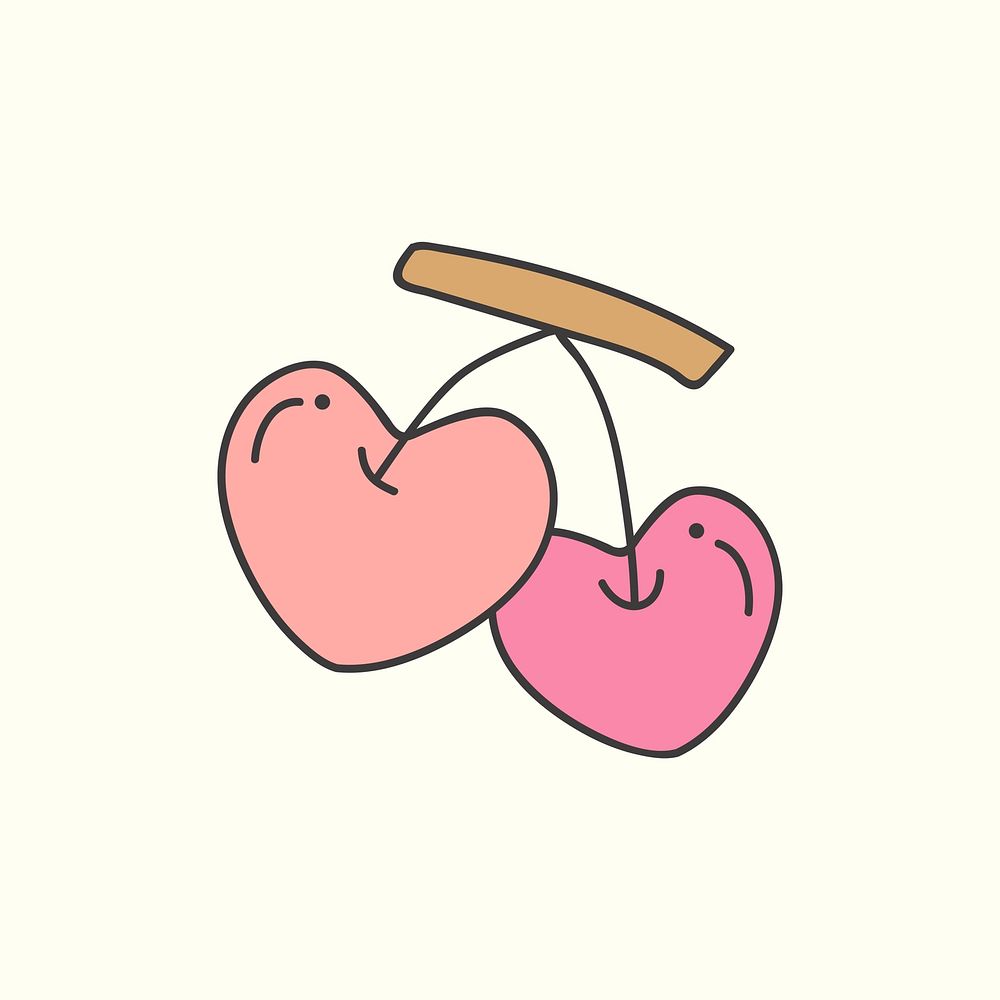Pink cherry heart design vector