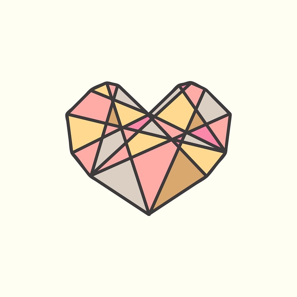 Pink geometric heart design vector