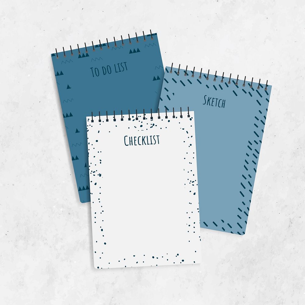 Blue notepad planner set vector