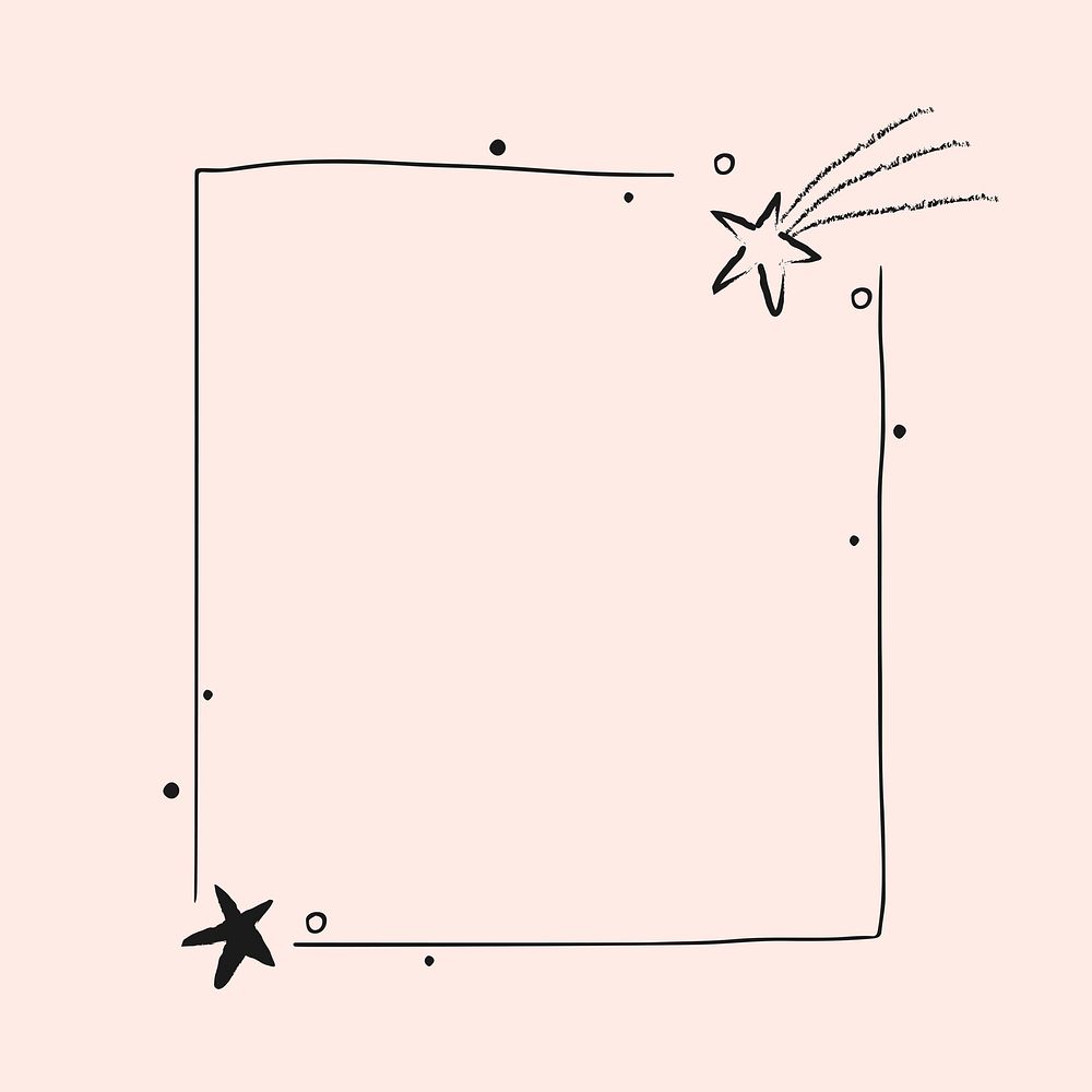 Star decorated minimal line art frame illustration