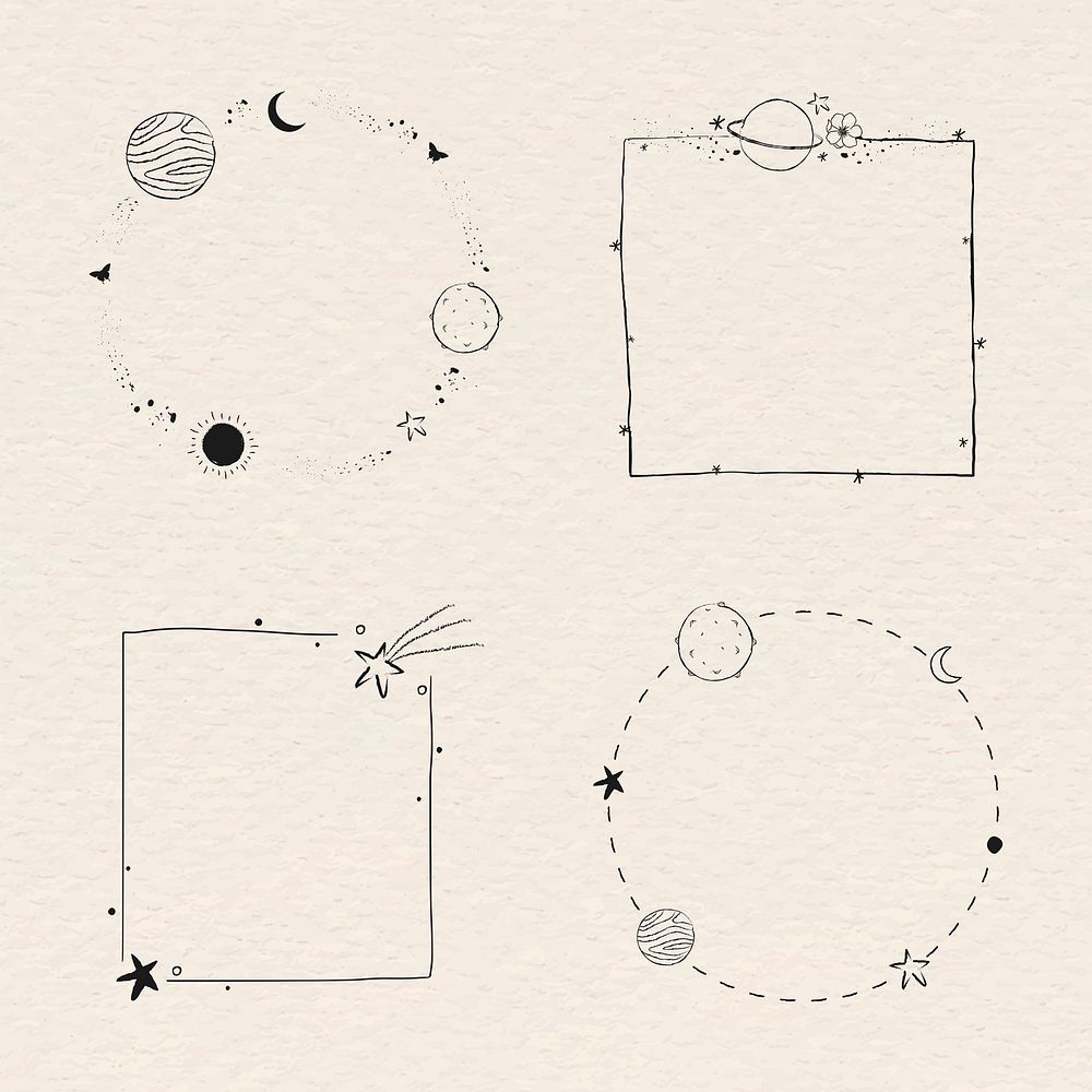 Minimal line art galaxy frame | Premium PSD - rawpixel