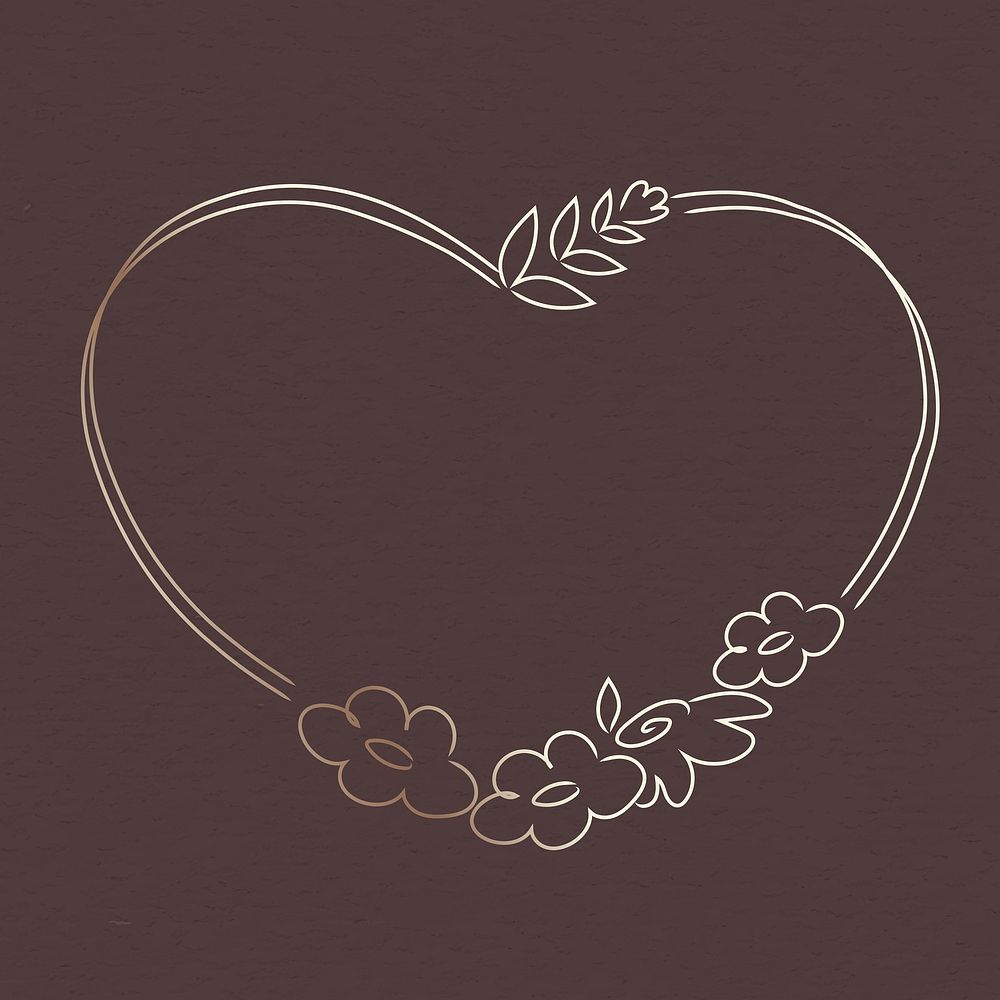Cute doodle floral wreath in a heart shape vector