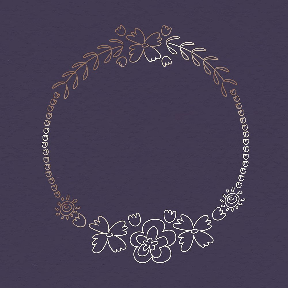 Cute doodle floral wreath vector