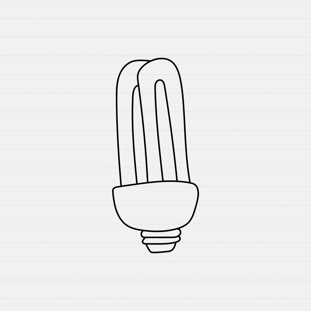 Hand-drawn led light bulb vector in minimal style