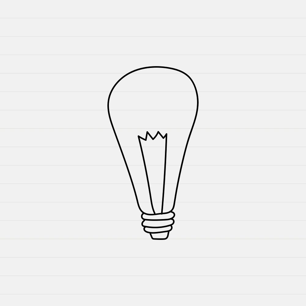 Doodle light bulb psd in minimal style