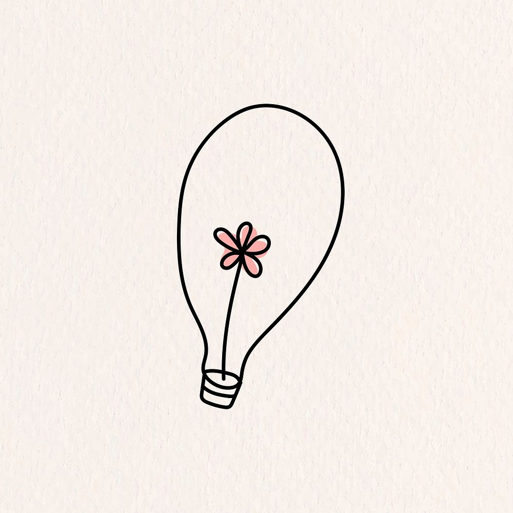 Doodle light bulb vector in minimal style on beige background