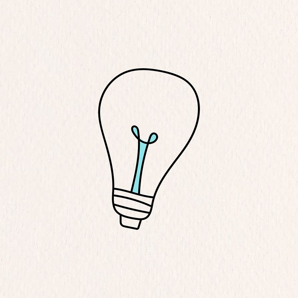 Doodle light bulb psd in minimal style on beige background