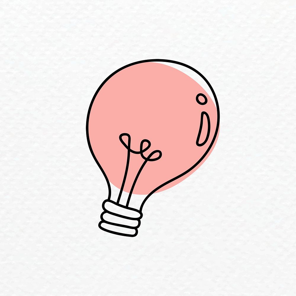 Pink doodle light bulb psd in minimal style 