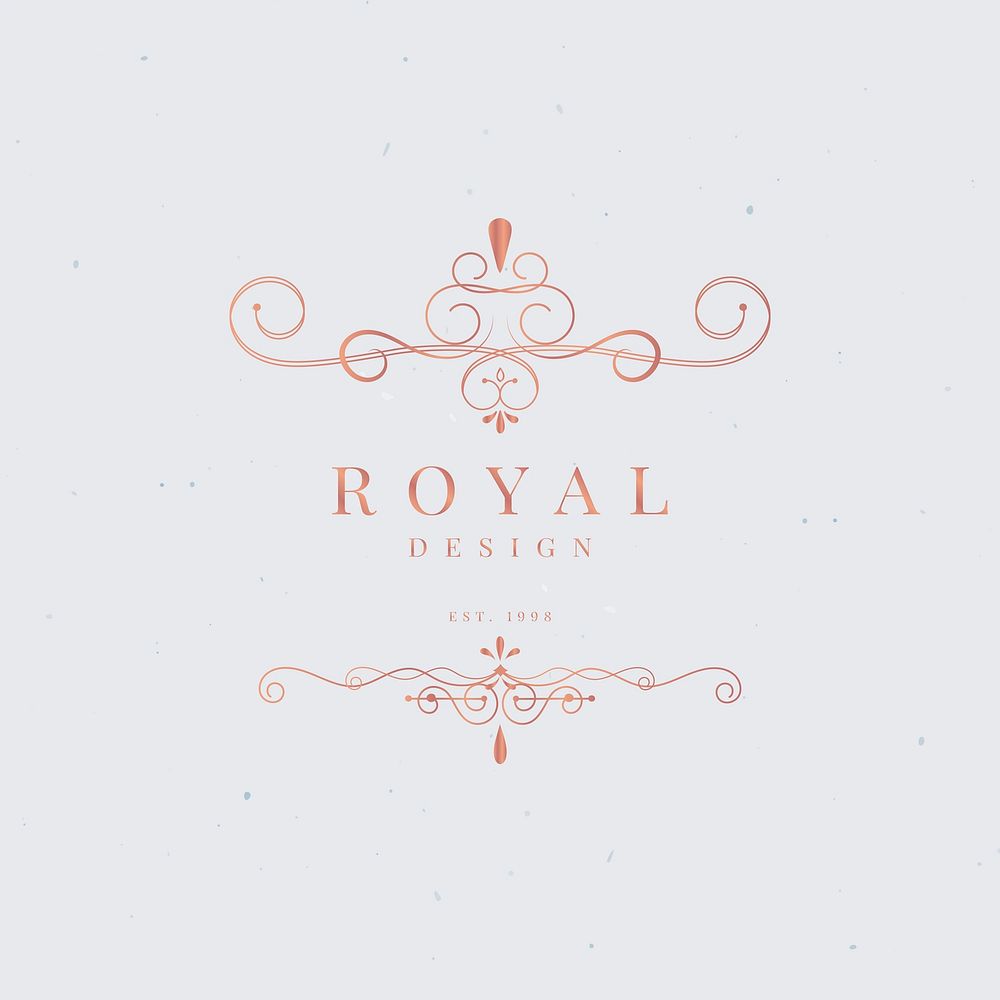 Rose gold royal logo design vector