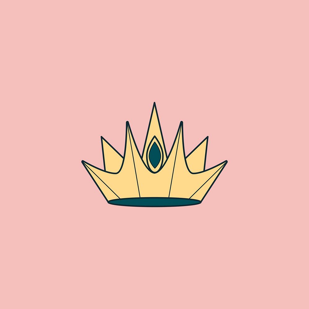 Yellow luxurious geometric crown design vector