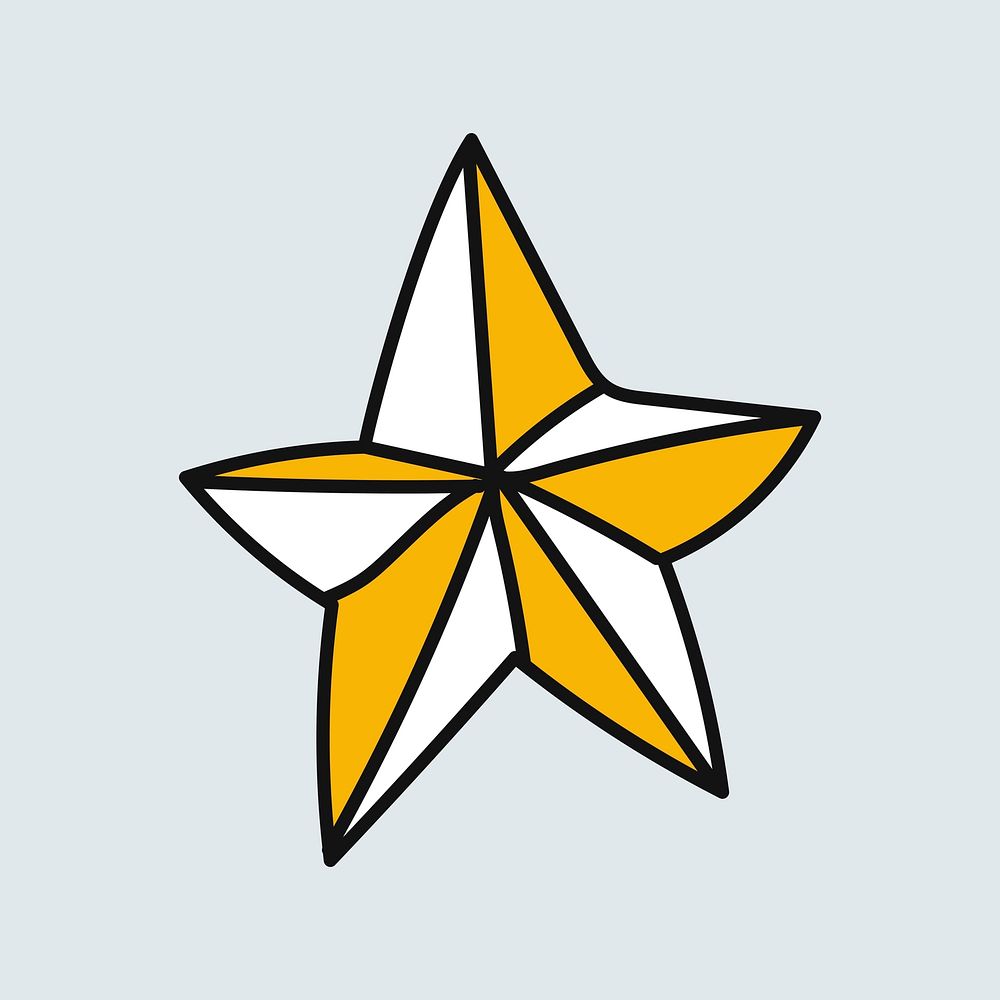 Hand drawn yellow star vector