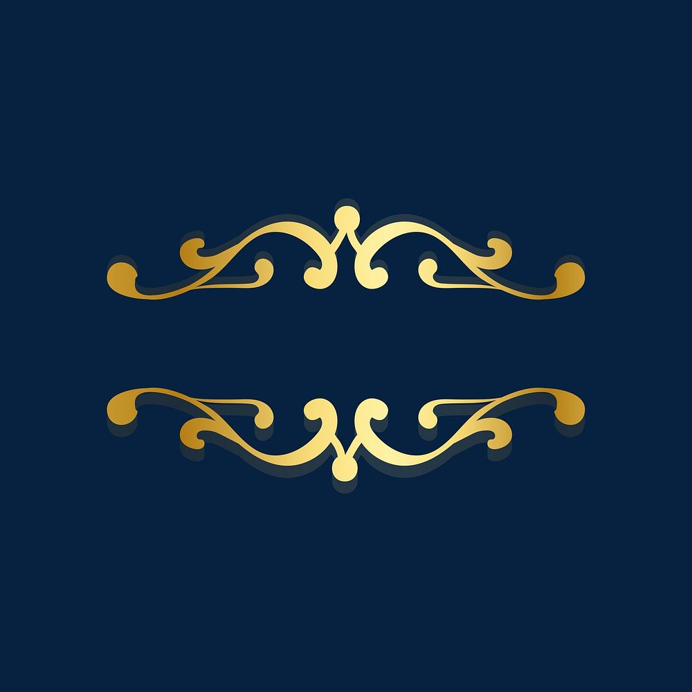 Golden vintage ornamental frame vector in navy blue