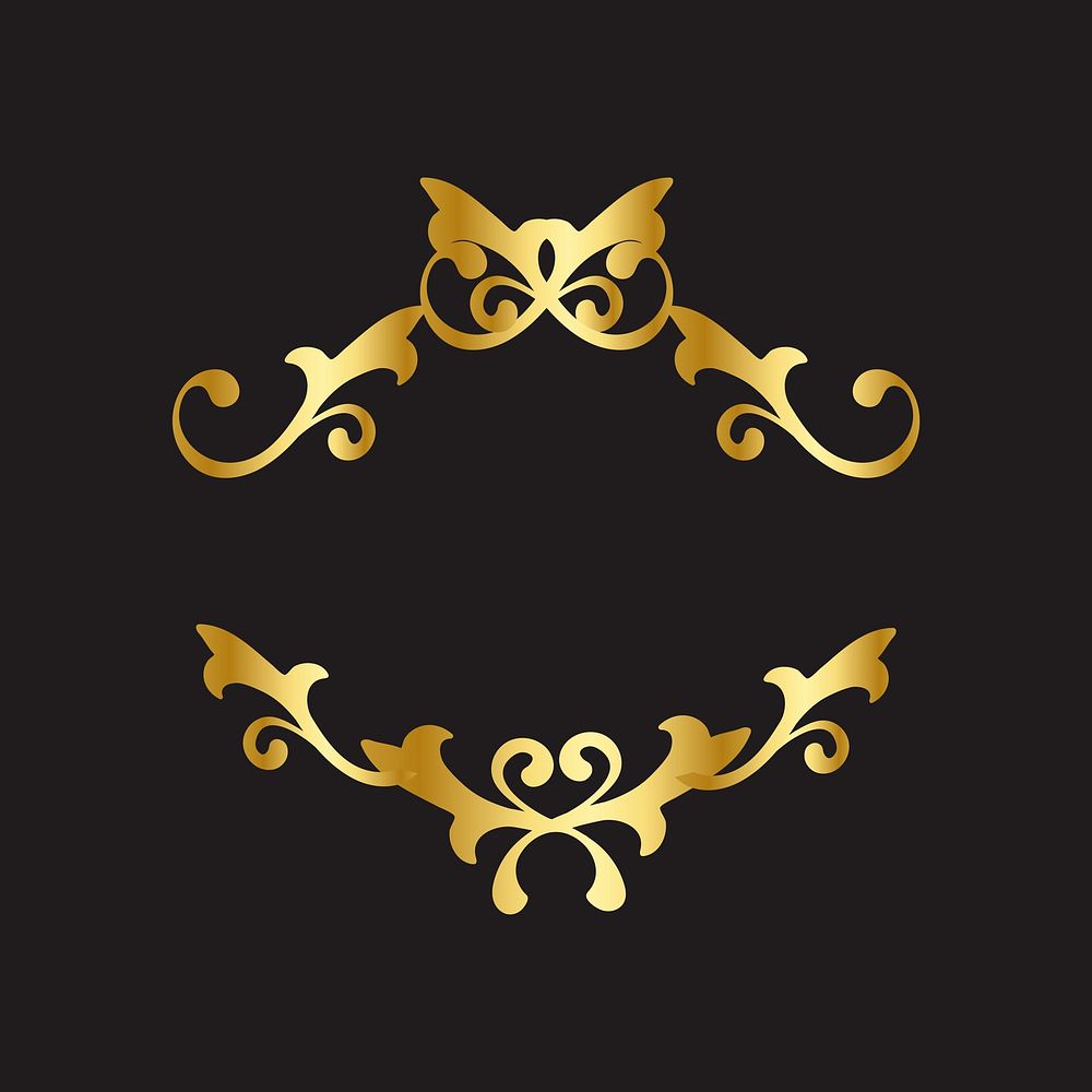 Golden vintage ornamental frame vector in black