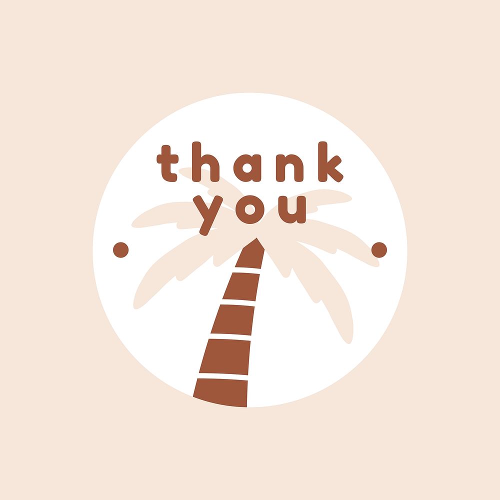 Thank you sticker badge with a palm tree vector