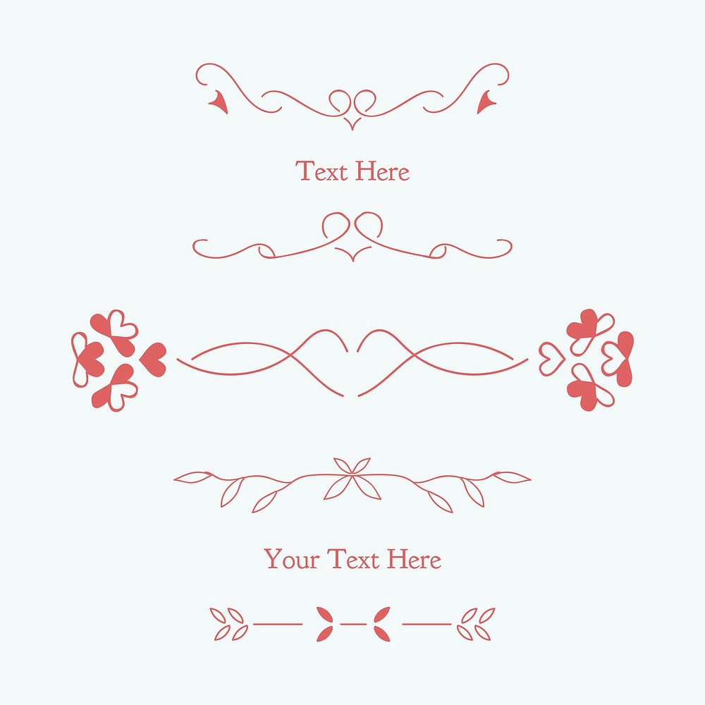Red feminine ornamental dividers vector collection