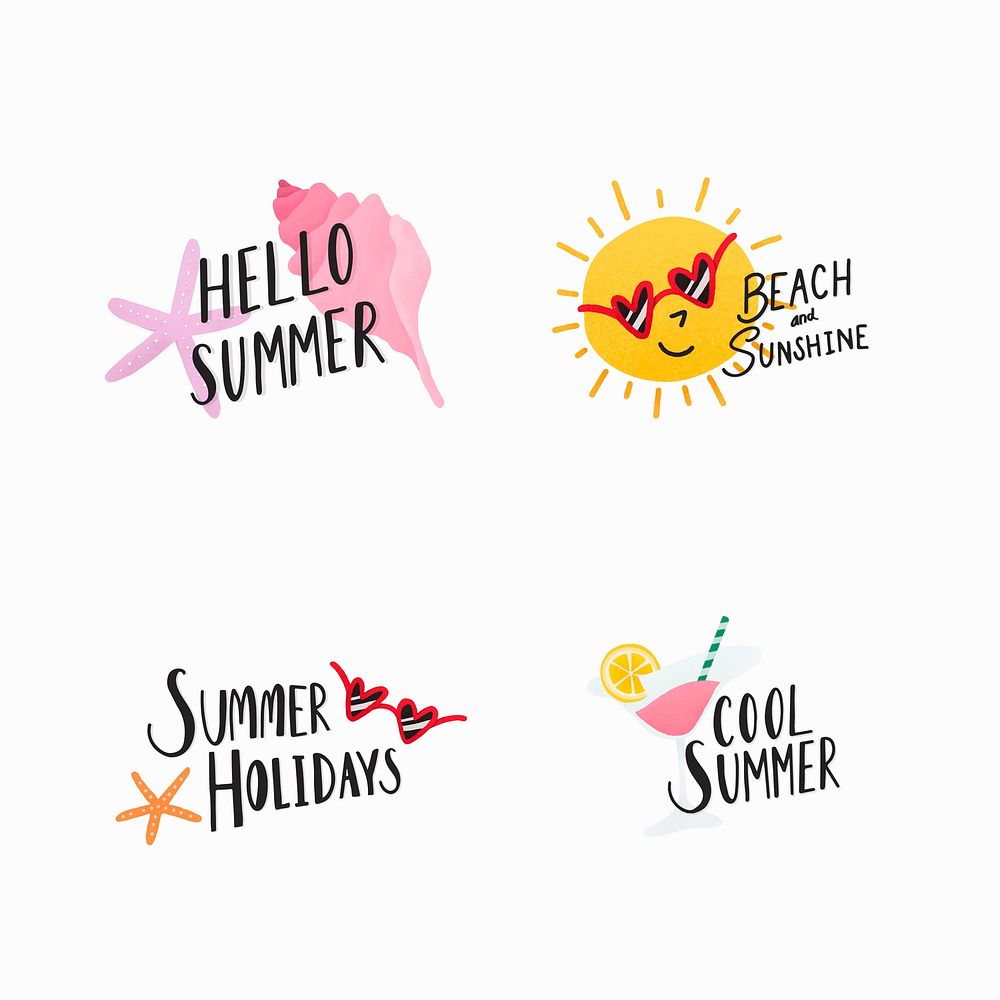 Summer badge design vector set
