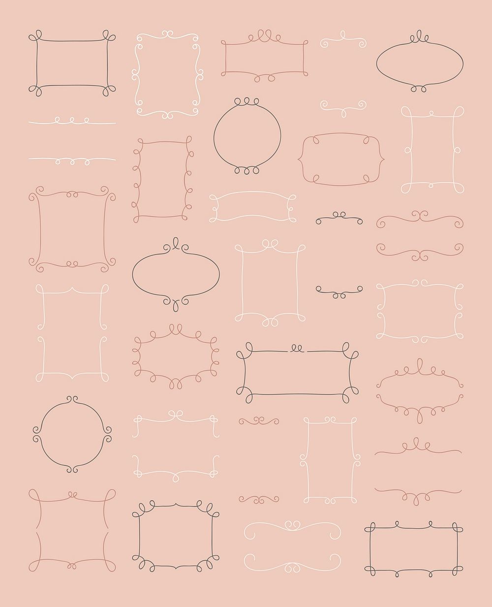 Doodle ornament frame vector collection