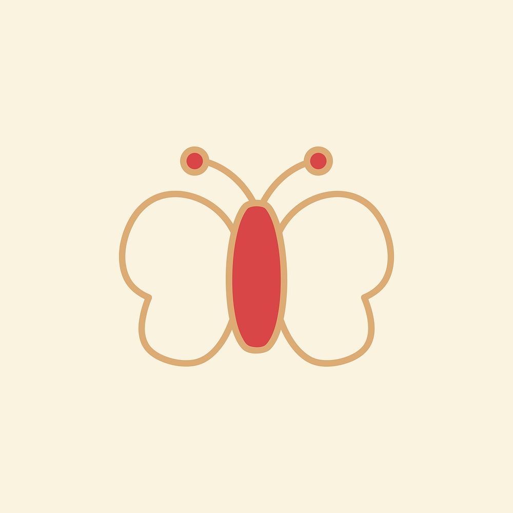 Butterfly planner sticker on beige background vector