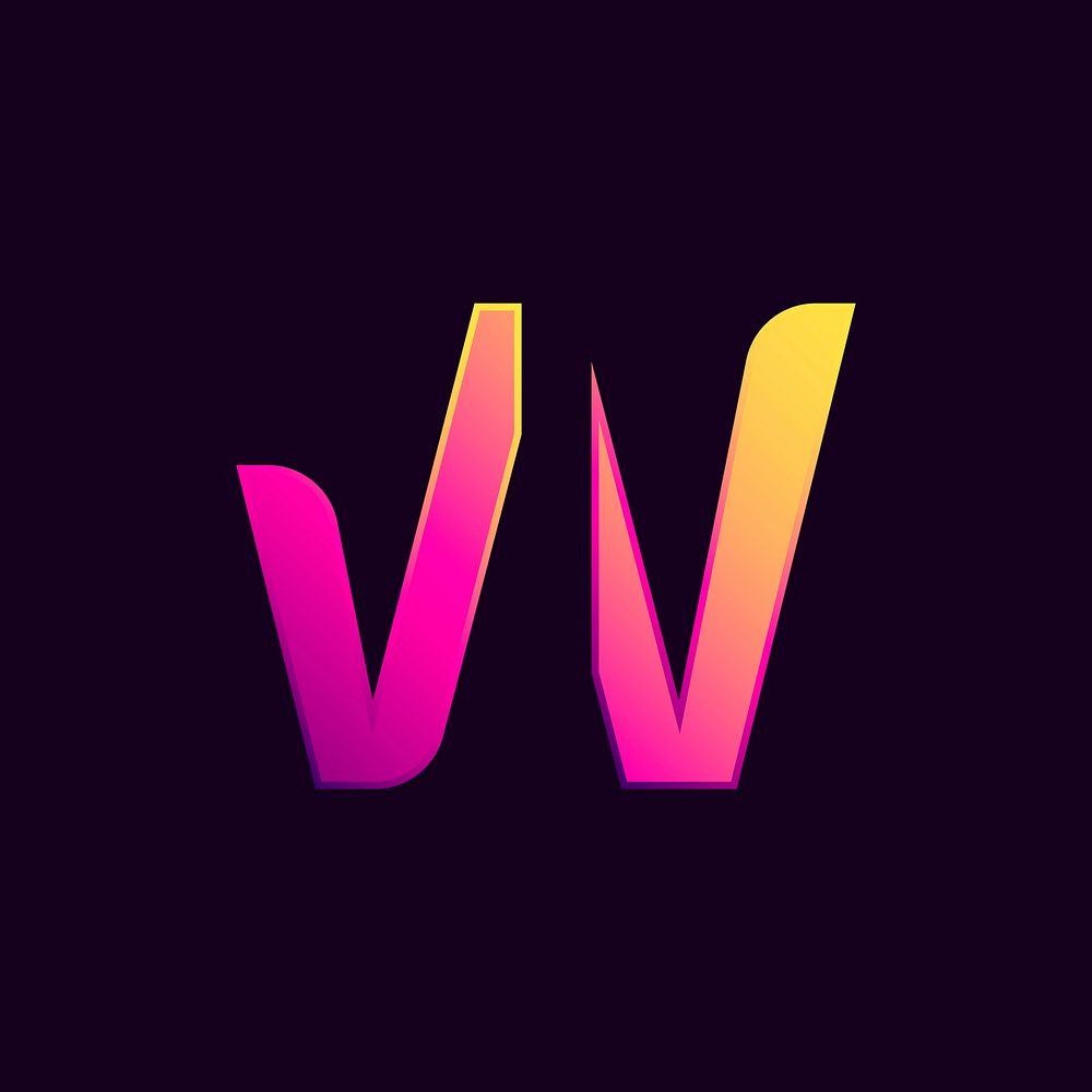 Capital letter W vibrant typography vector
