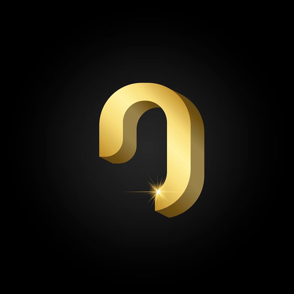 Number 0 metallic gold typography vector