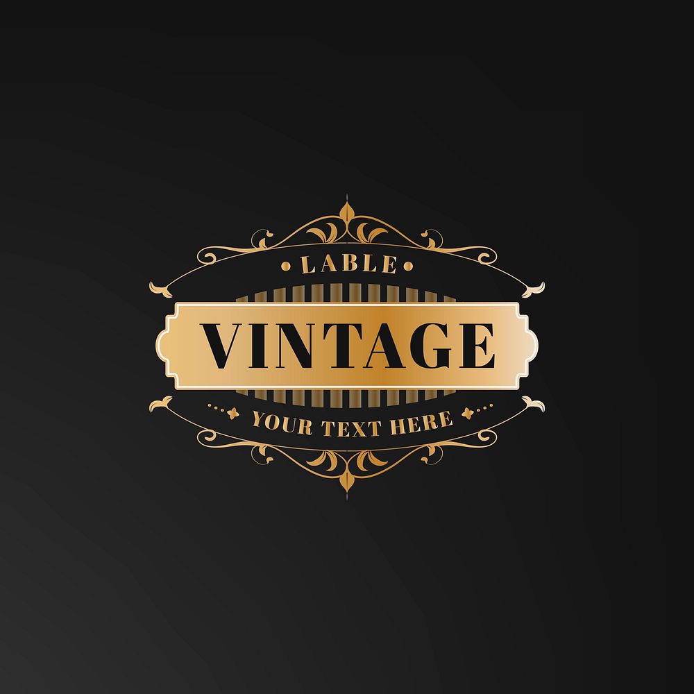 Vintage gold label template vector