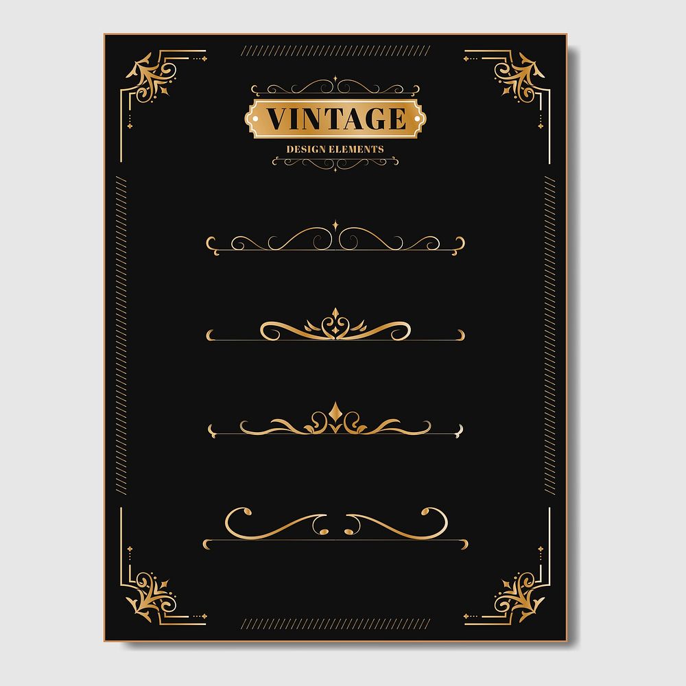 Vintage gold divider vector collection