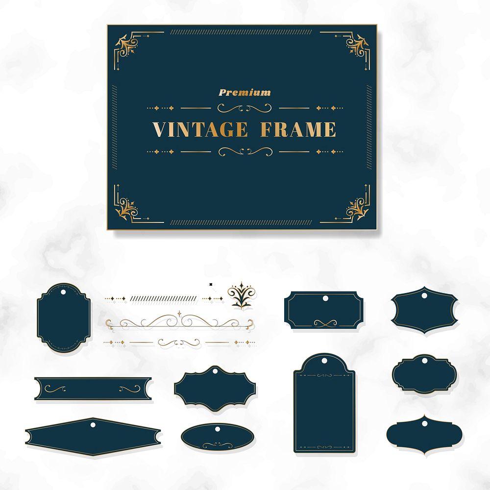 Vintage frame and badge template vector collection