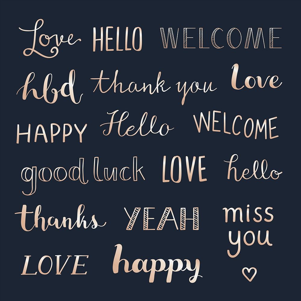 Greetings typography design vector collection
