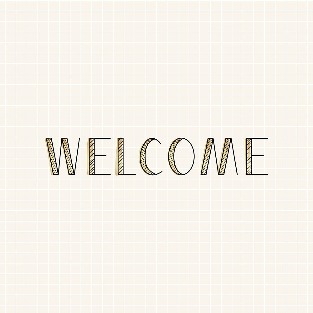 Welcome typography psd doodle design element