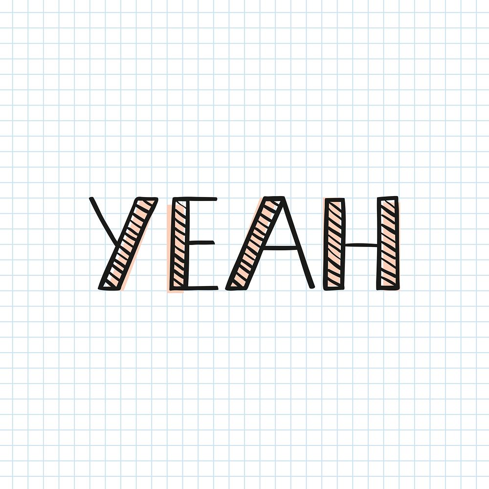 Yeah typography psd doodle design element
