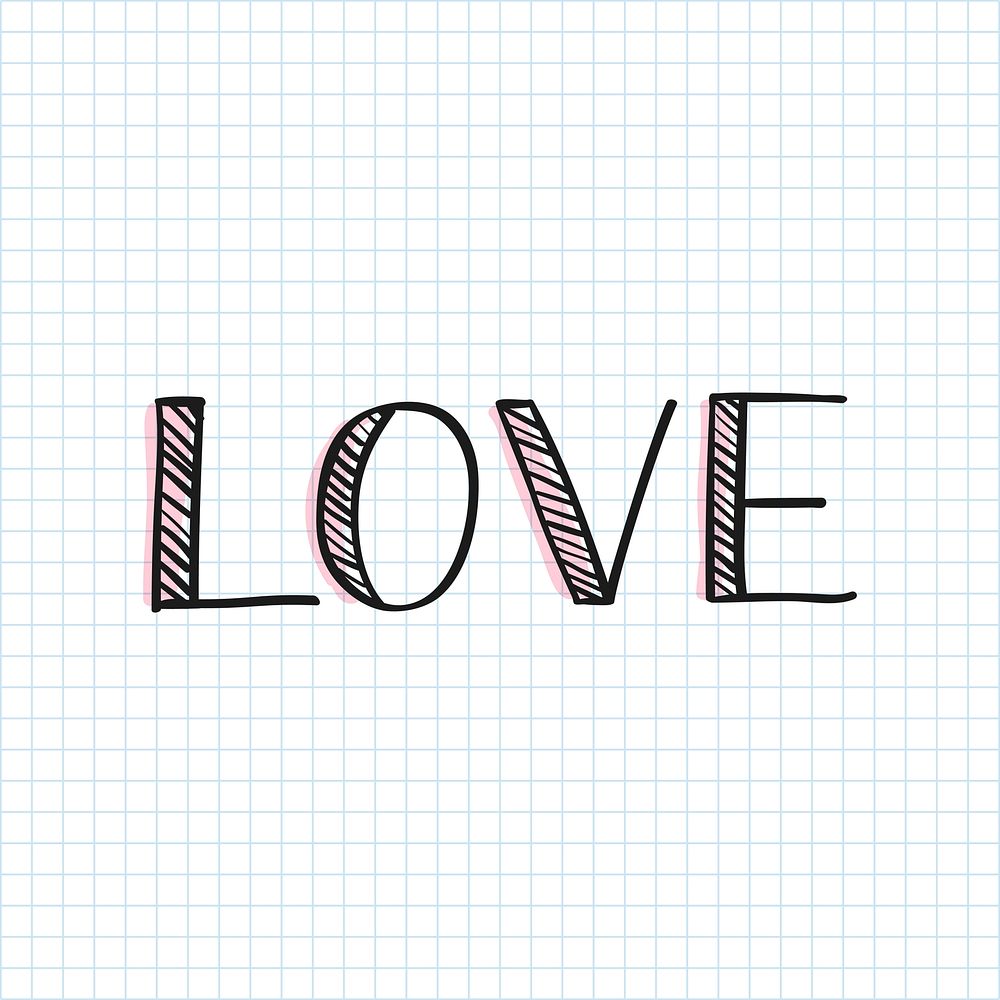 Love typography on a grid background vector